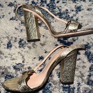 Gucci metallic laminate leather sandal, size 37.5